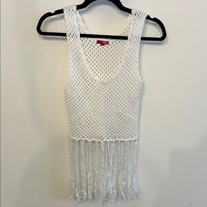 Vintage BONGO White Knit Tank with Fringe